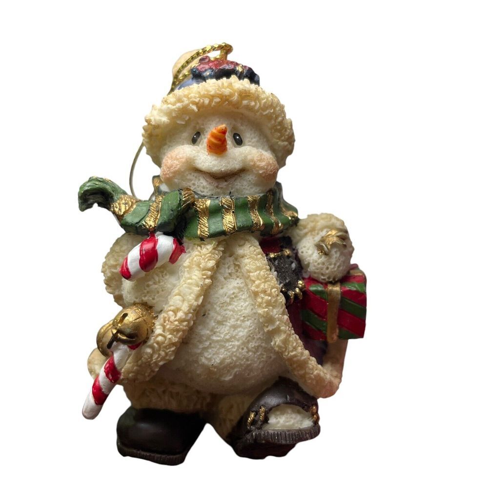 Boyds Bears Snowman Patchwork Hobo Resin Christmas‎ Ornament